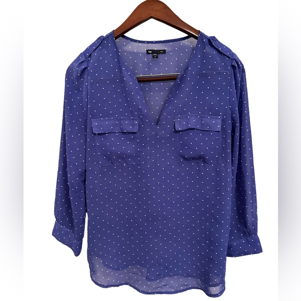 Purple Polka Dot Long Sleeve Blouse - Medium